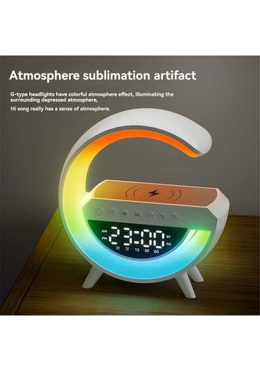 Youtek G3401 Mini Multifonksiyonel Bluetooth Hoparlör: Kablosuz Şarj, Alarm Saat Ve Rgb Ambiyans Işıklı Ev Ve Seyahat Hoparlörü