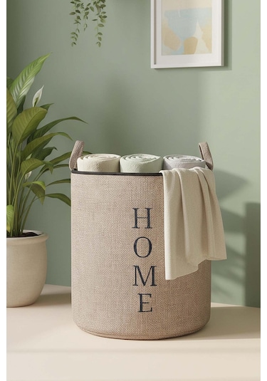 Home Yazılı Çamaşır Sepeti Çok Renkli