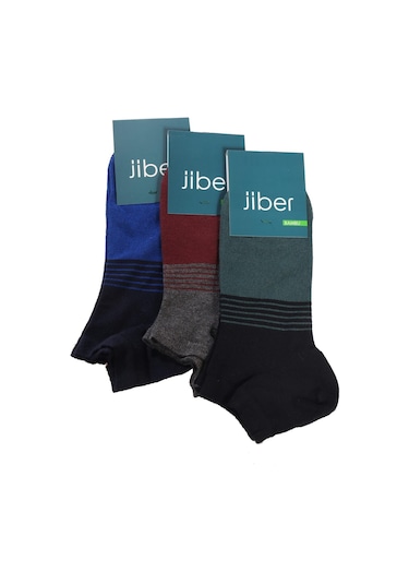 Jiber Erkek Bambu Patik Çorap 6756 - 6 Adet Çok Renkli