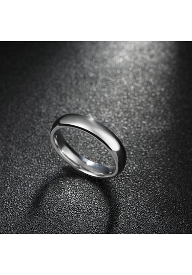 Chavin 4 Mm Söz Nişan Gri Bayan Erkek Çelik Yüzük Eh24By Gümüş