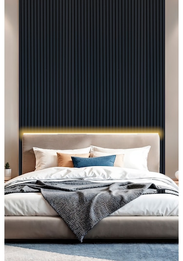 Mdf Ahşap Akustik Duvar Paneli 60x275 Cm - Lacivert 60x275