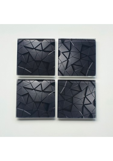 Decorita Cam Bardak Altlığı Antrasit Kristal 4'lü Takım 10 x 10 CM Antrasit