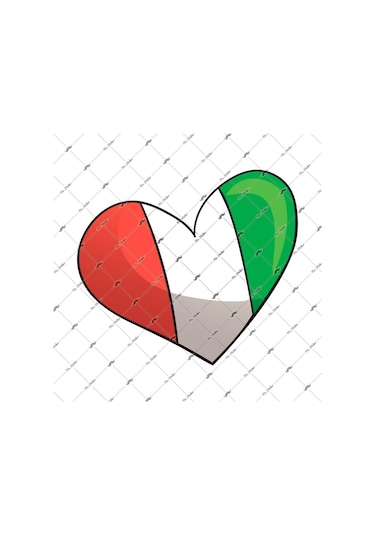 Bay Etiket Itf2 Kalp Desenli Italya Bayrak Sticker