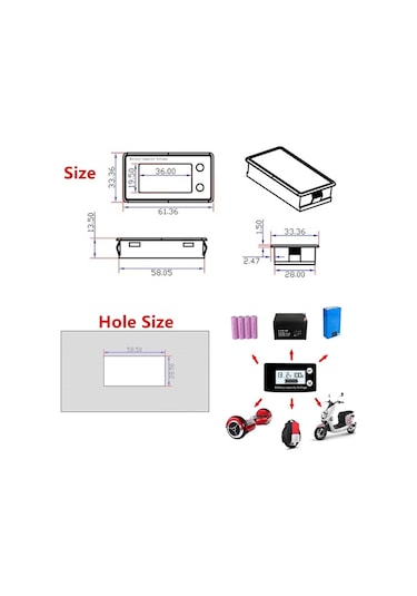 Renkli Ekran-pil Kapasitesi Göstergesi Dc 8v-100v Kurşun Asit Lityum Yaşam Po4 Araba Motosiklet Voltmetre Gerilim Ölçer 12v 24v 48v 72v