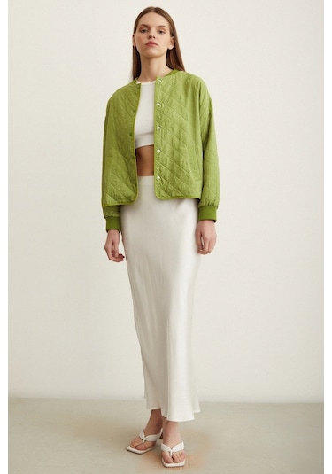 Never More Bomber Kapitone Ceket Fıstık Yeşili