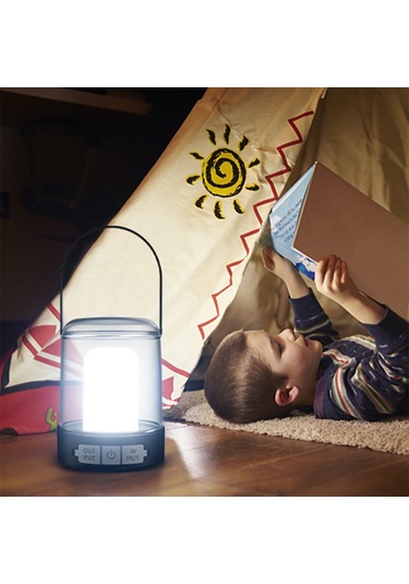 Yifomall Siyah Kamp Lamba, 2400mah Powerbank, 3 Işık Modu Beyaz/ıslak/şamdan , Usb-c Şarj, Ipx4 Su Geçirmez, 2-15 Saat Kullanim Süresi Siyah