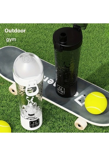 Dream011 Siyah Vintage Otomatik Karıştırıcılı Digital Bardak, Usb Şarjlı 1300mah Seyahat Termosu