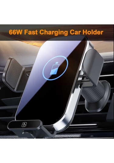 Padalink Araç Telefon Tutucusu 66w Hızlı Şarj, Dokunmatik Açılış, Akıllı Entegre Şarj, 360 Açı Ayarlamalı, Gümüş