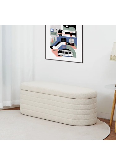 Argedemo Sidney Krem Sandıklı Puf Benç