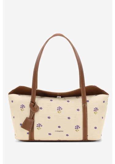 Mavi Çiçekli Kanvas Bowling Omuz Çantası 270 Mavi Çiçekler