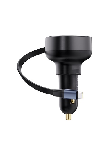 Geeksen Baseus Araç Şarj Cihazı, Geri Çekilebilir C+type-c Kablolu, 60w Hızlı Şarj, Yıldız Siyahı, Çift Cihaz Desteği