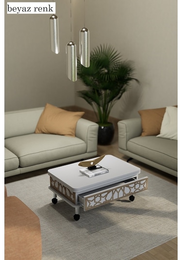 Lisa Desenli Akıllı Sehpa Tekerli Çekmeceli, Sihirli Sehpa