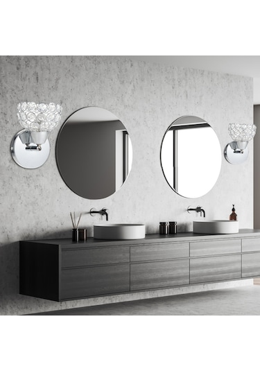 Reedark Gümüş Metal Kristal Duvar Lambası - E26 Lamba Tabanı Kaynak Yok - 110-130v - Yatak Odası, Mutfak, Koridor Için Gümüş