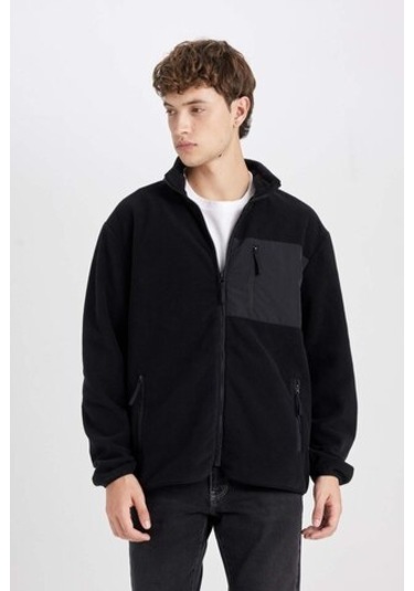 DeFacto Regular Fit Dik Yaka Fermuarlı Cepli Polar Hırka A6892AX24WNBK81 Siyah