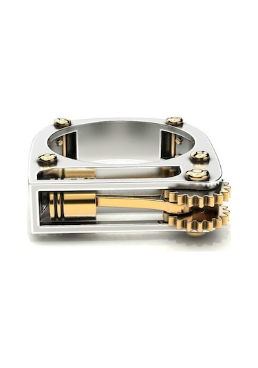 Mechanical Two-tone Ring Gear Novelty Jewelry Ring, Size: 9 Çok Renkli
