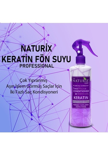 Naturix Keratin Komplex Şampuan 600 ML + Fön Suyu 400 ML + Saç Kremi 500 ML