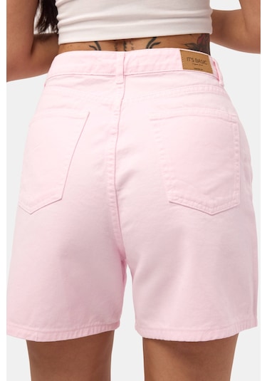 Itsbasic Kadın Light Pembe Diana 6s6-98 Relax Mom Fit Denim Şort