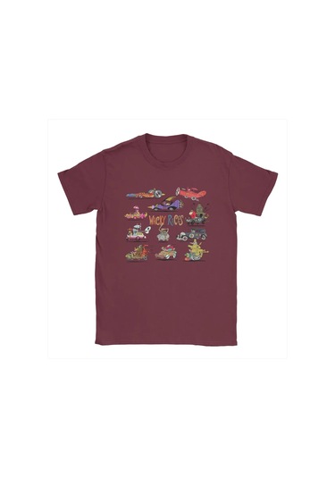 Champrınt 60'lar Tuhaf Yarışlar Erkek Pamuklu Tişört - Kısa Kollu O Boyun 4xl 5xl 6xlbordo Bordo