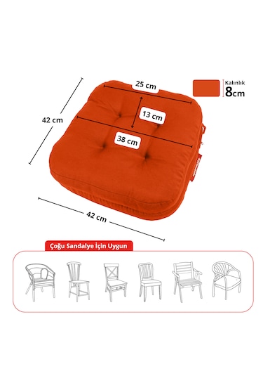 Xpermate Çift Kat Sandalye Minderi 42x42x8 Kiremit