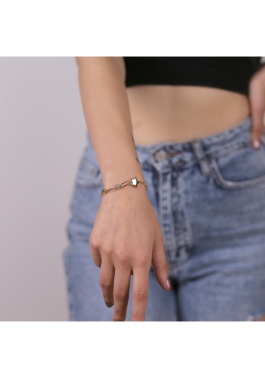 Yıldızlı Küplü Bileklik Sarı Altın