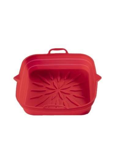 Novahub Kırmızı Silikon Hava Fritöz Pot Kare Şekilli Hava Fritözler Fırın Pişirme Tepsisi Yapışmaz Yüksek Sıcaklığa Dayanıklı Çok Amaçlı Mutfak Aracı Kırmızı Kırmızı