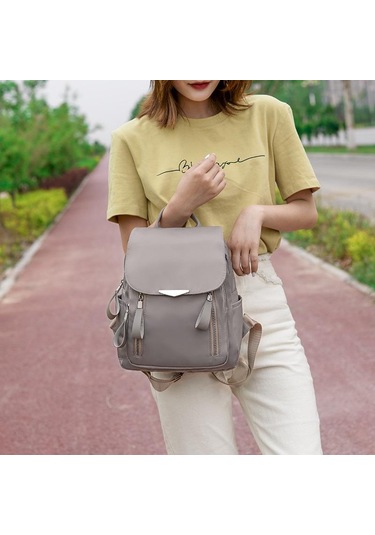 Haki Yogodlns Kadın Oxford Su Geçirmez Omuz Çantası Paketi Kadın Rahat Büyük Kapasiteli Sırt Çantası Haki