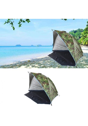 Suntek Plaj Çadırı Güneş Barınağı Gölgelik Açık Bahçe Kamuflaj Çok Renkli