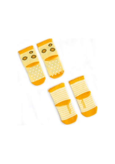 Milk & Moo Bebek Çorabı 4'lü Set Arı Vız Vız ile Çançin 0-12 Yaş