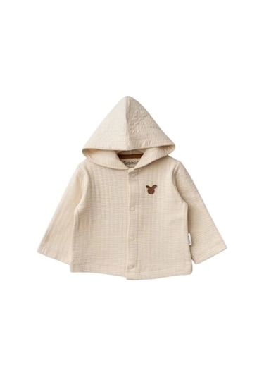 Bebitof Baby Bebitof Kapüşonlu Bebek Hırka 80153 Açık Bej