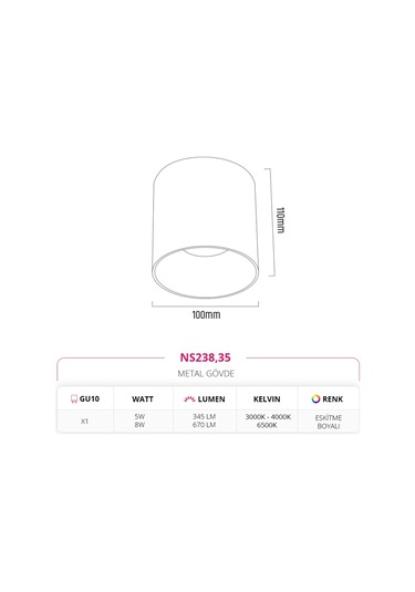 Nevo Sıva Üstü Led Spot Ns238,35