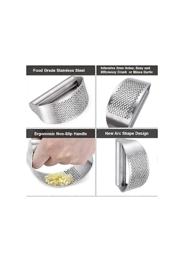 Sarımsak Presi Salıncak - Paslanmaz Çelik Sarımsak Kıyma Makinesi Sarımsak Ezici, Sarımsak Parçalamak İçin Yeni Yenilikçi Sarımsak Doğrayıcı İmparatorluk Gümüşü Siyah