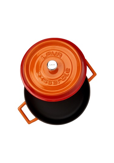 Lava Döküm Çok Amaçlı Yayvan Tencere Çap Ø 24 Trendy Serisi - Turuncu Turuncu