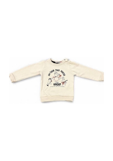 Cantoy Erkek Bebek Winter Yazılı Pamuklu Sweatshirt-14658 Gri