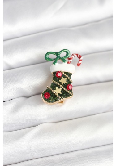 Yılbaşı Çorabı Temalı Broş Çok Renkli