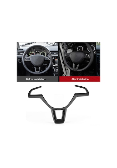 Reedark Skoda Octavia 2016-2019 İçin Direksiyon Paneli Kapak, Abs Malzeme, Kırmızı/karbon Desen/plated Gümüş, Dekoratif Ve Korumalı, Kolay Kurulum Karbon Fiber Parlak Siyah