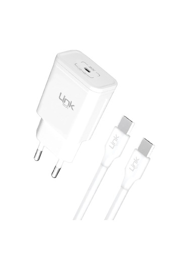 Linktech S664 Premium USB-C Kablolu 20W Type-C Hızlı Şarj Aleti Beyaz