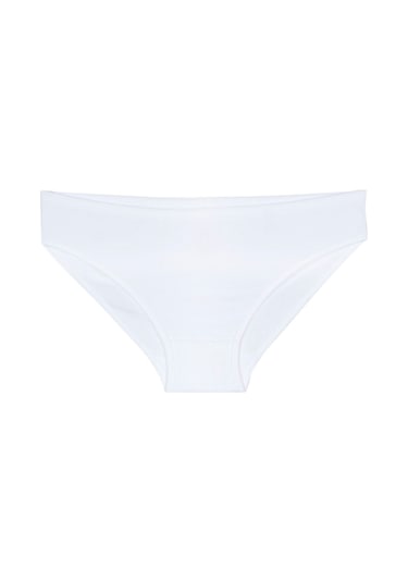 Bsm 3'lü Kadın Beyaz Pamuklu Kaşkorse Bikini Külot Beyaz