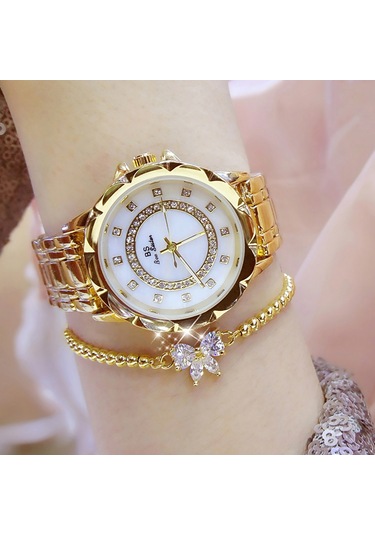 Padalink Altın Kadın Kol Saati - Doğal Ana Kiremit Ve Taşlı Tasarım, Basit Zekice, Su Geçirmez, Kuvars Hareketli, Moda Ve Şıklık Diğer