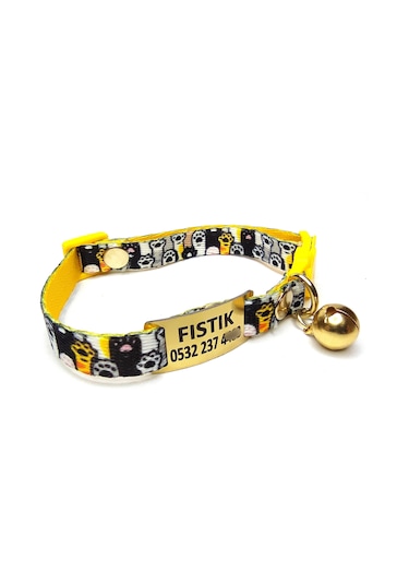 Ayz Markalama Güvenlik Kilitli İsimli Kedi Tasması Patili Model