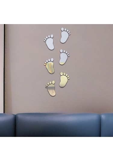 Sones 36 Adet / Set Akrilik Küçük Ayaklar Stereo Duvar Çıkartmaları Ev Dekorasyonu Yumuşak Ayna Gümüş Diğer