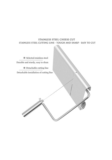 Peynir Dilimleme Tereyağı Kesici Paslanmaz Çelik, Doğru Boyut Ölçeği İle Paslanmaz Çelik, 6 Yedek Telli Gümüş