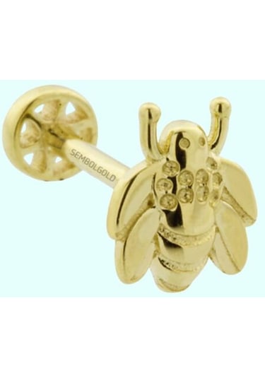 Sembolgold Altın Tragus Piercing Arı 14 Ayar