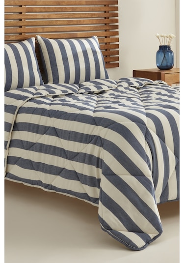 Karacahome Sarah Anderson Barlet Çift Kişilik Comfort Uyku Seti Çizgili Mavi