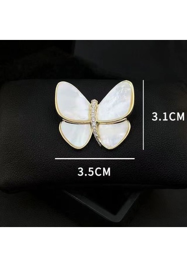 Monyee Altın Renkli Yumuşak Kelebek Motifli Taklit İçinli Broş - Zirve Elegan Fantezi Aksesuar Çok Renkli