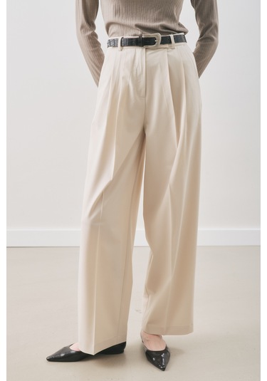 Classıc Pileli Pantolon Bej Bej