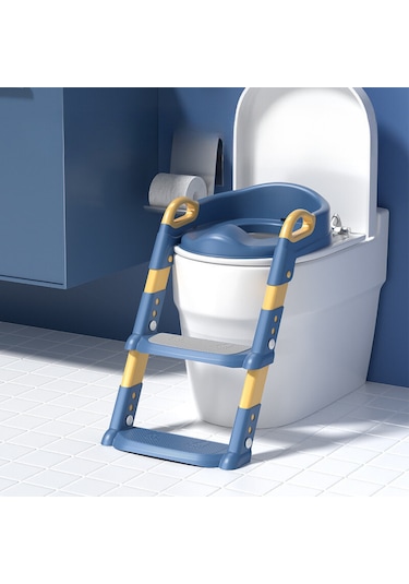 Dekohop Çocuk Merdivenli Klozet Adaptörü Yükseklik Ayarlı Pratik Mavi