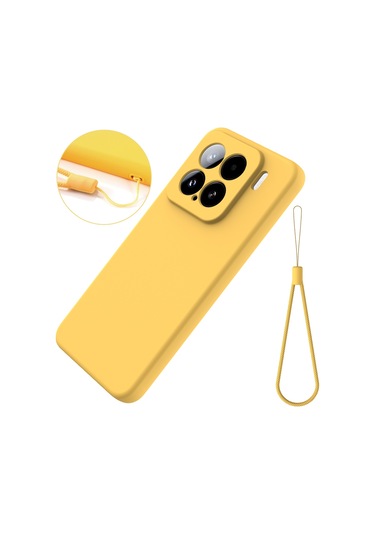 Xiaomi 15 İçin Düz Renk Sıvı Silikon Düşmeye Dayanıklı Tam Kapsama Telefon Kılıfı Sarı