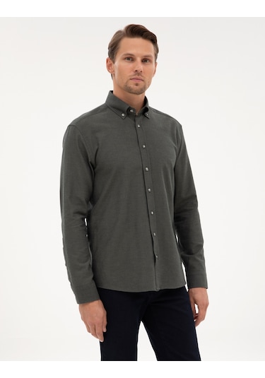 Pierre Cardin Erkek Koyu Haki Gömlek Desenli 50311380-vr111 Koyu Haki