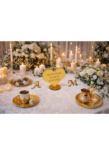 Damat Kahvesi İçin Şık Kalp Sunumluk Kişiye Özel No20005