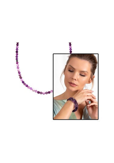 Hem Bileklik - Hem Kolye - Hem Tesbih 99Lu Mor Ametist Doğaltaş T N11.6230